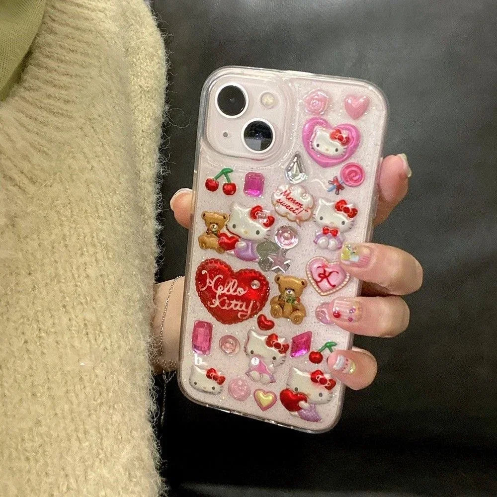 Hello Kitty Sticker Bling Glitter Phone Case