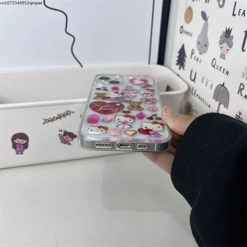 Hello Kitty Sticker Bling Glitter Phone Case