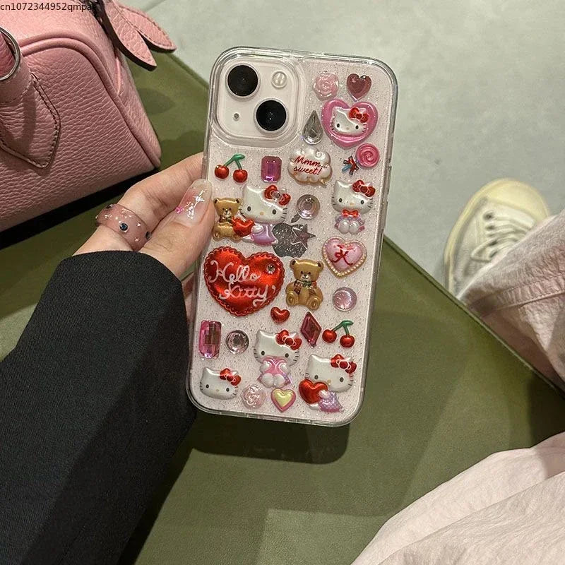 Hello Kitty Sticker Bling Glitter Phone Case