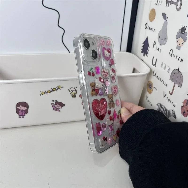 Hello Kitty Sticker Bling Glitter Phone Case