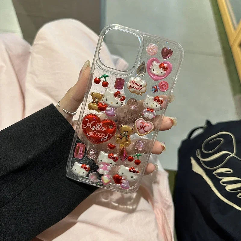 Hello Kitty Sticker Bling Glitter Phone Case