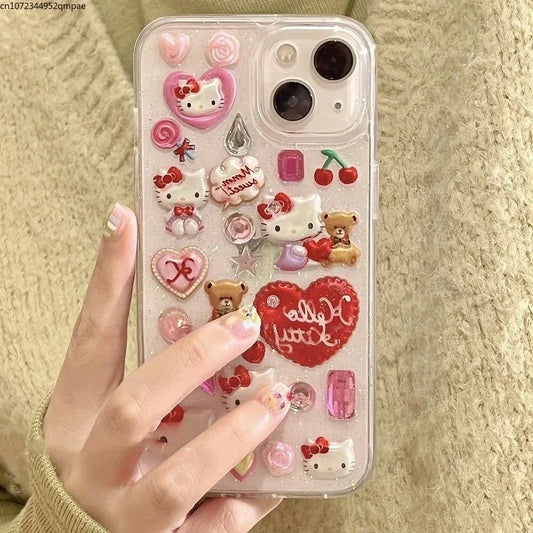 Hello Kitty Sticker Bling Glitter Phone Case