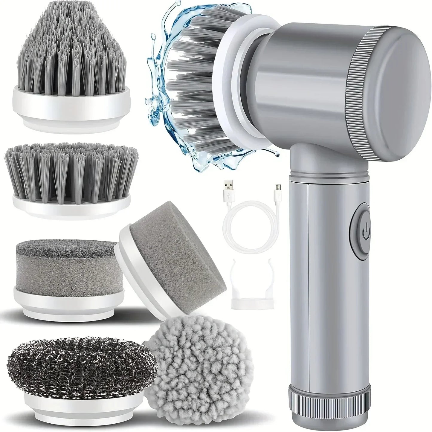 Electric Spin Scrubber with 6 Replaceable Brush Heads