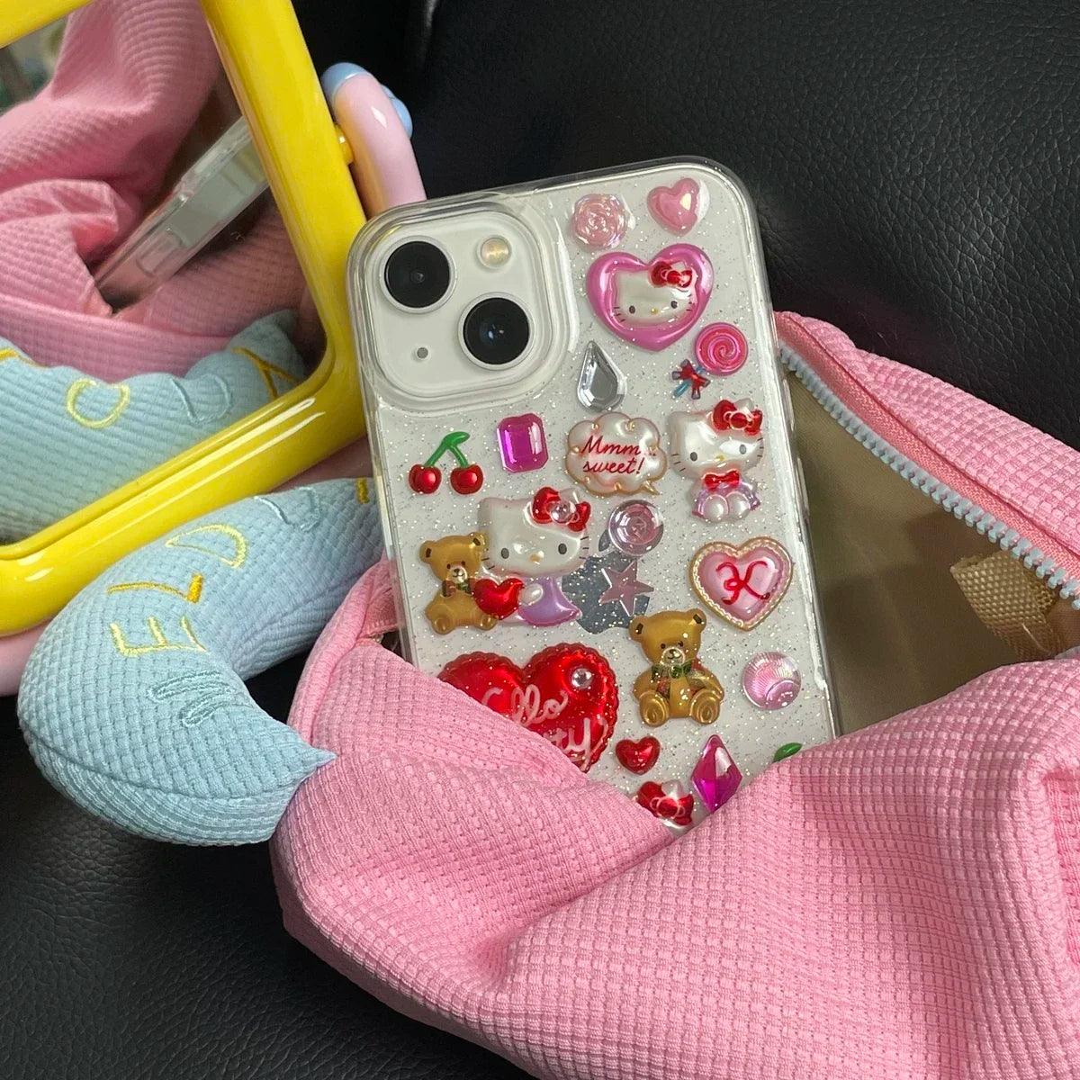 Hello Kitty Sticker Bling Glitter Phone Case