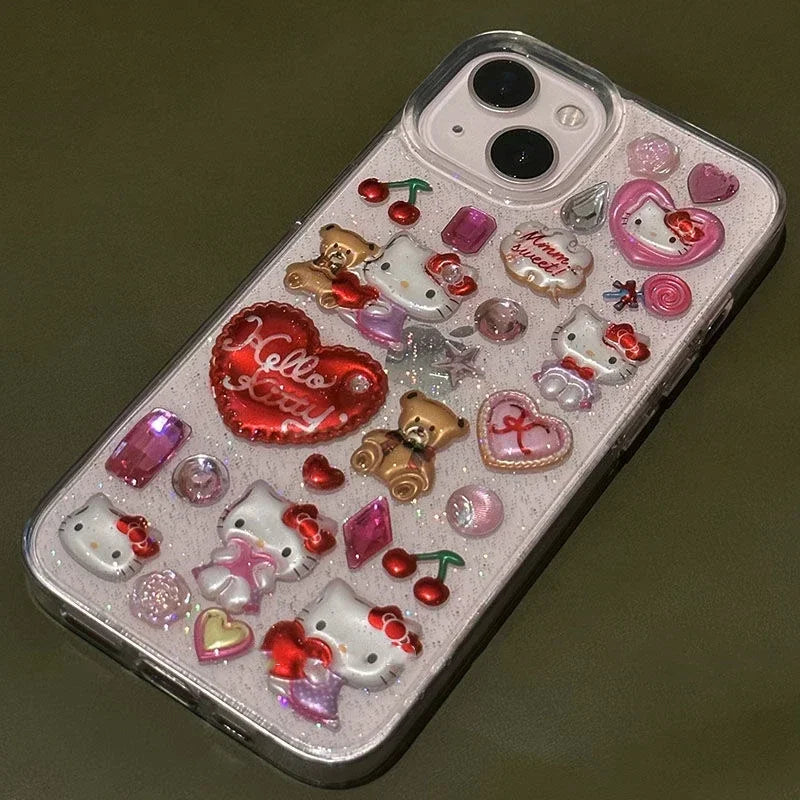 Hello Kitty Sticker Bling Glitter Phone Case