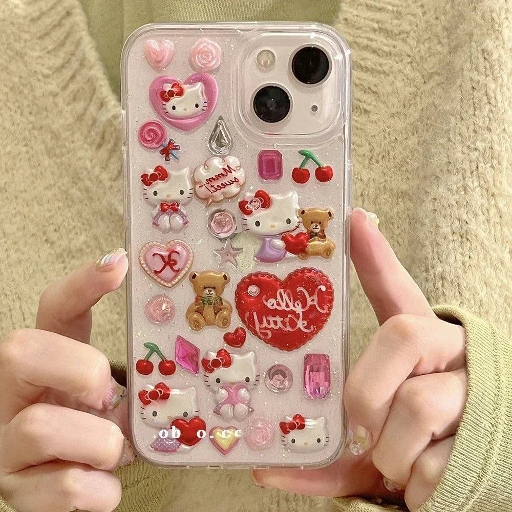 Hello Kitty Sticker Bling Glitter Phone Case